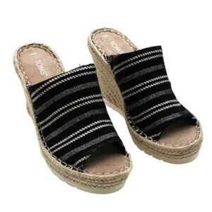 Toms Women S Monica Global Striped Wedge Mules